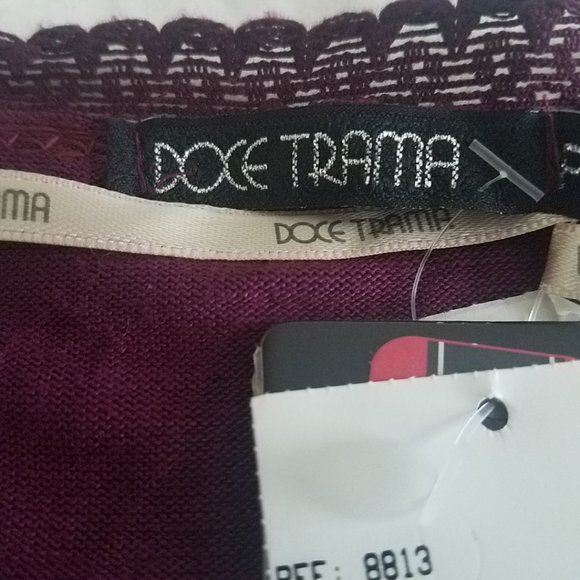 Burgundy Lace Bell-Sleeve V-Neck Knit Top Size S - Picture 11 of 13